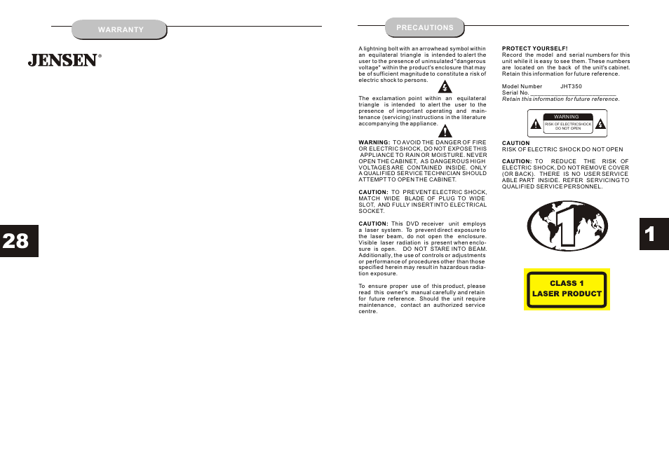 Audiovox JHT350 User Manual | Page 2 / 15