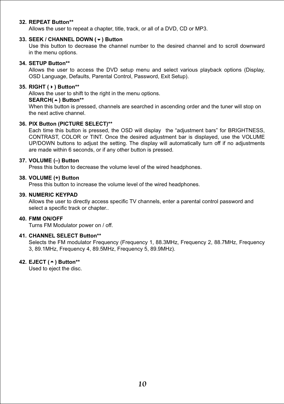 Audiovox Video VDS102T User Manual | Page 10 / 16