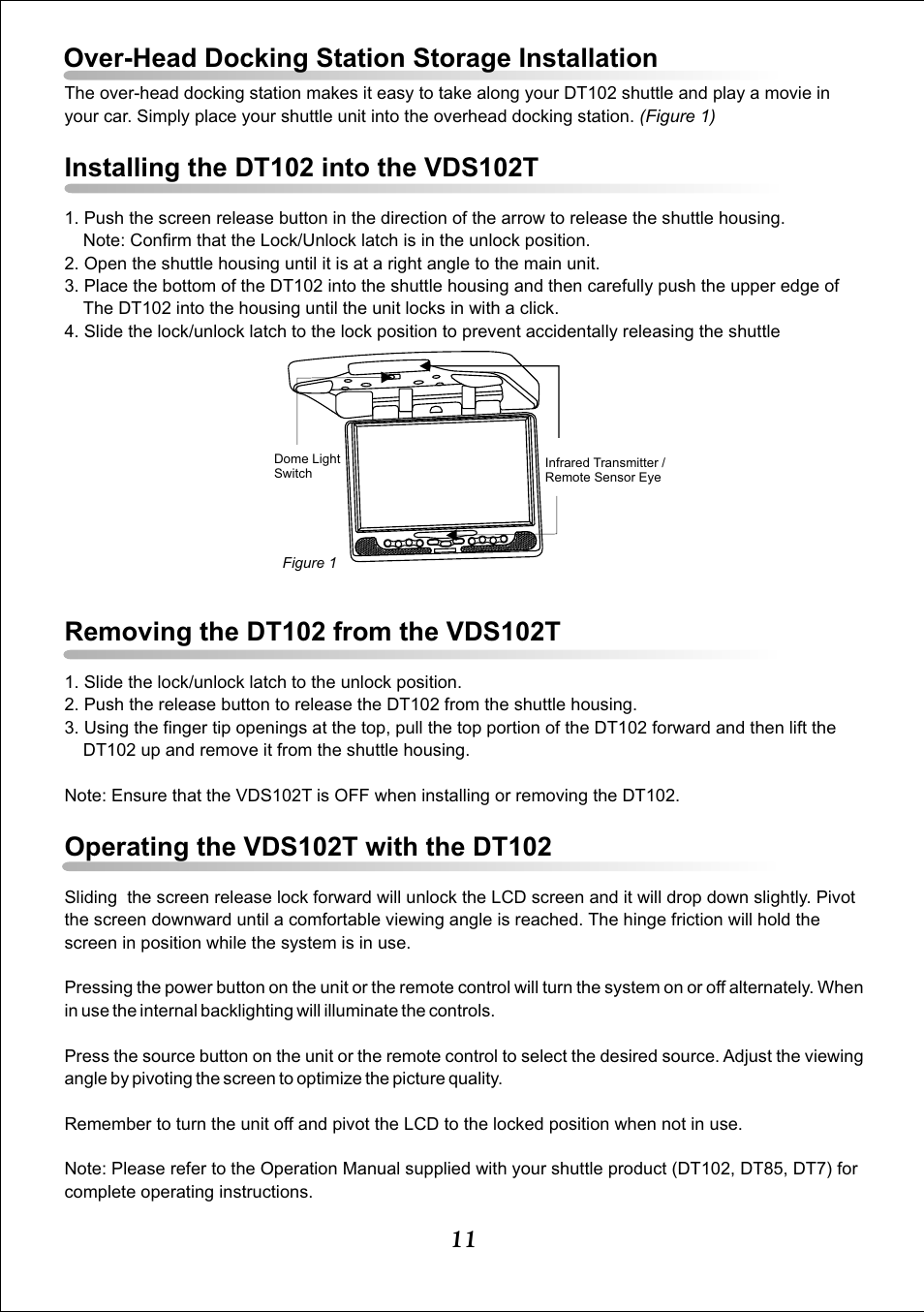 Over-head docking station storage installation | Audiovox Video VDS102T User Manual | Page 11 / 16