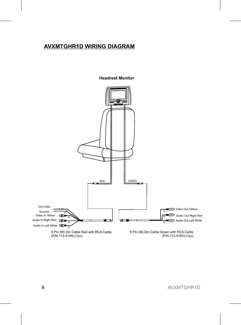 Avxmtghr1d wiring diagram, Avxmtghr1d 8 | Audiovox AVXMTGHR1D User Manual | Page 8 / 28