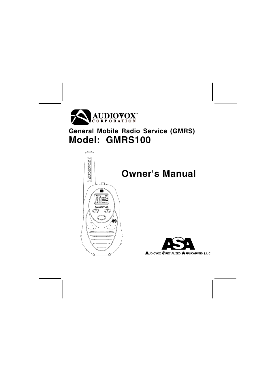 Audiovox GMRS100 User Manual | 24 pages