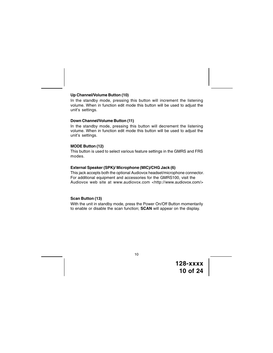 Audiovox GMRS100 User Manual | Page 10 / 24