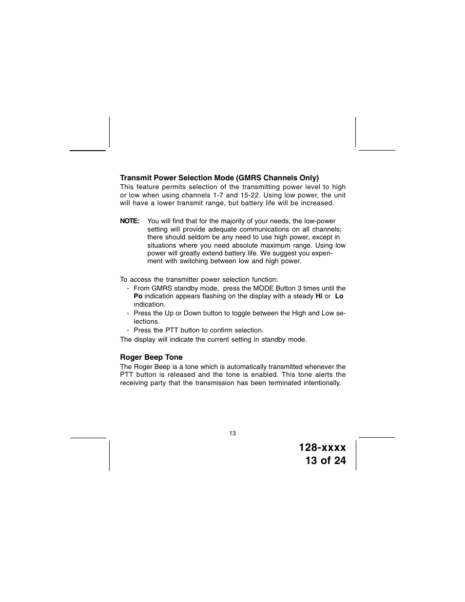 Audiovox GMRS100 User Manual | Page 13 / 24