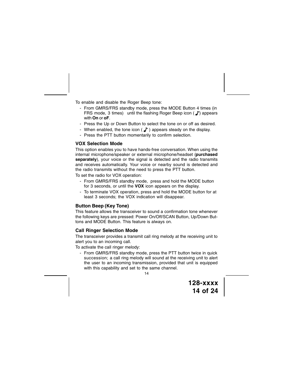 Audiovox GMRS100 User Manual | Page 14 / 24