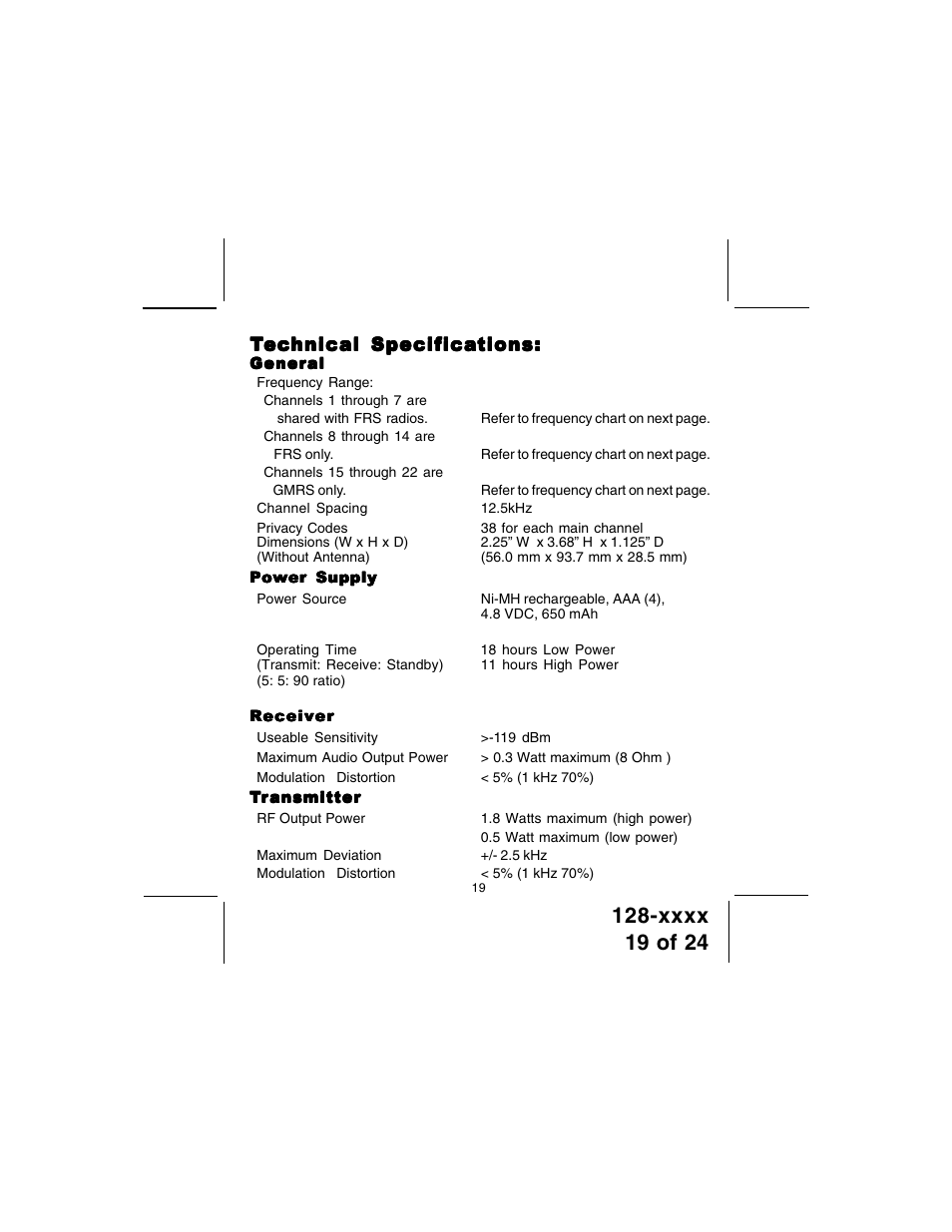 Audiovox GMRS100 User Manual | Page 19 / 24