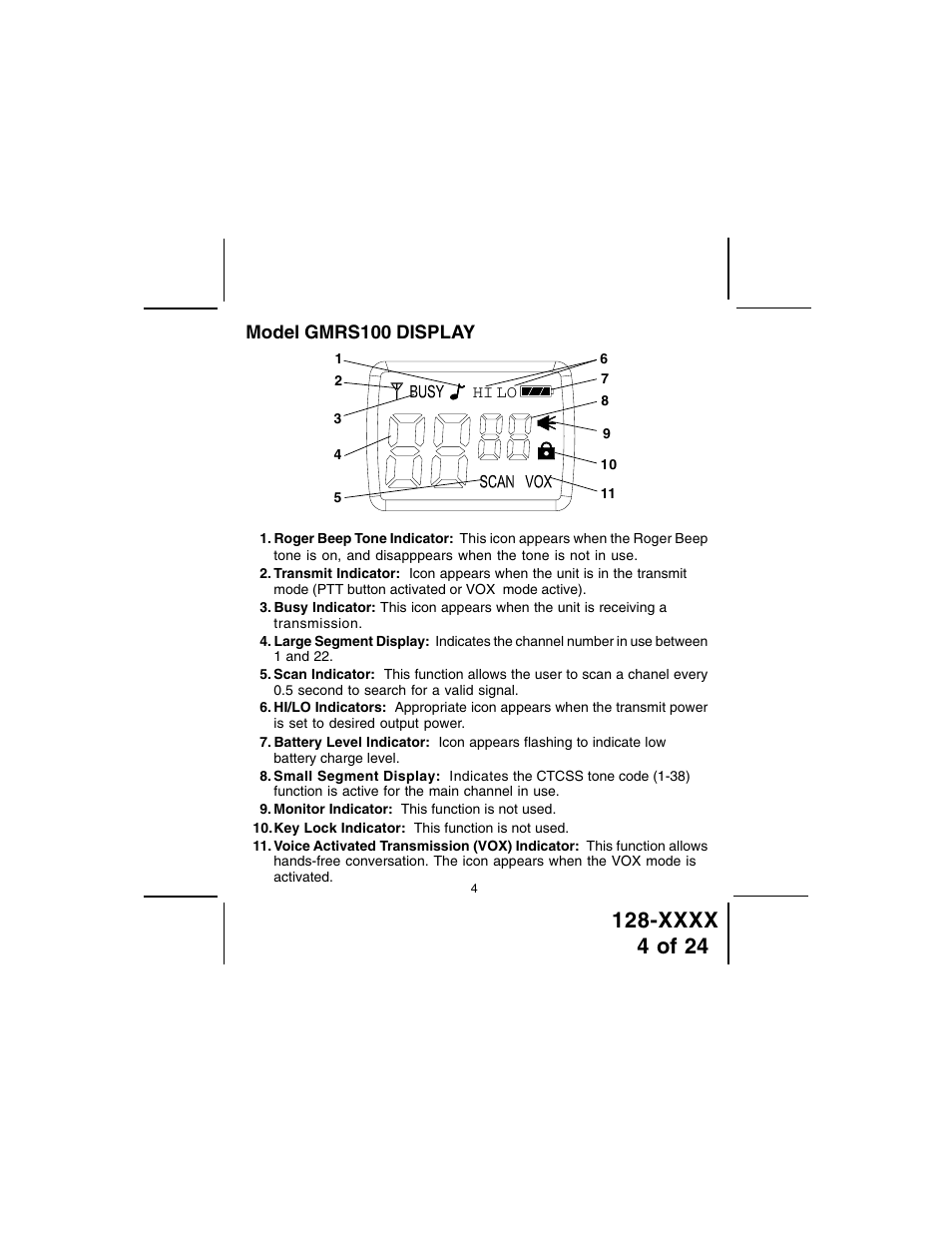 Audiovox GMRS100 User Manual | Page 4 / 24