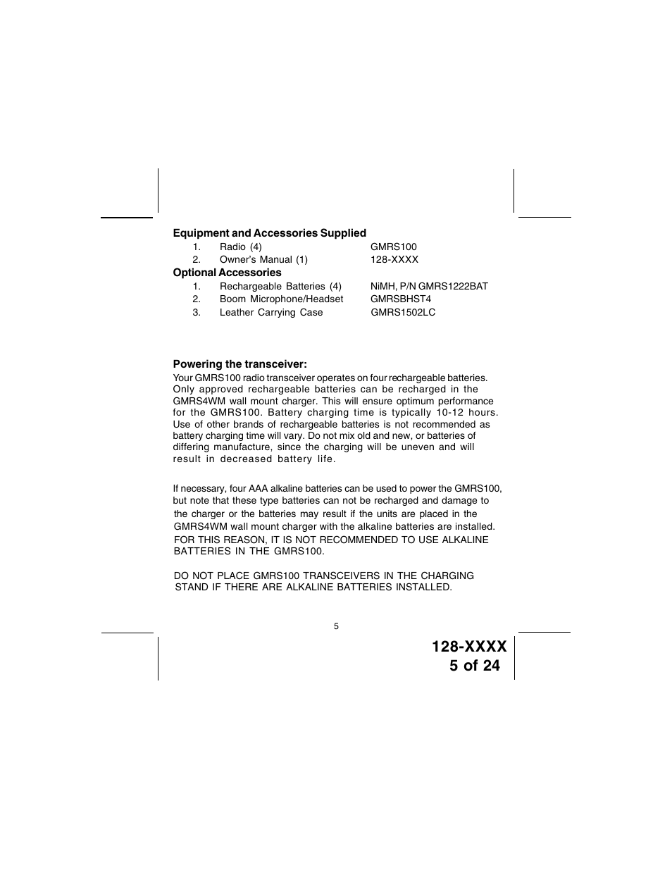 Audiovox GMRS100 User Manual | Page 5 / 24