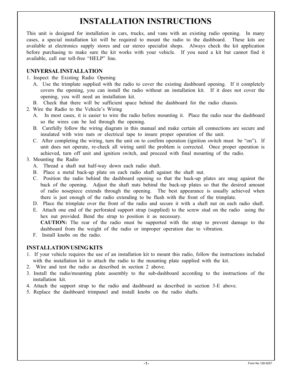 Installation instructions | Audiovox Prestige Home Theater Sytem User Manual | Page 2 / 4