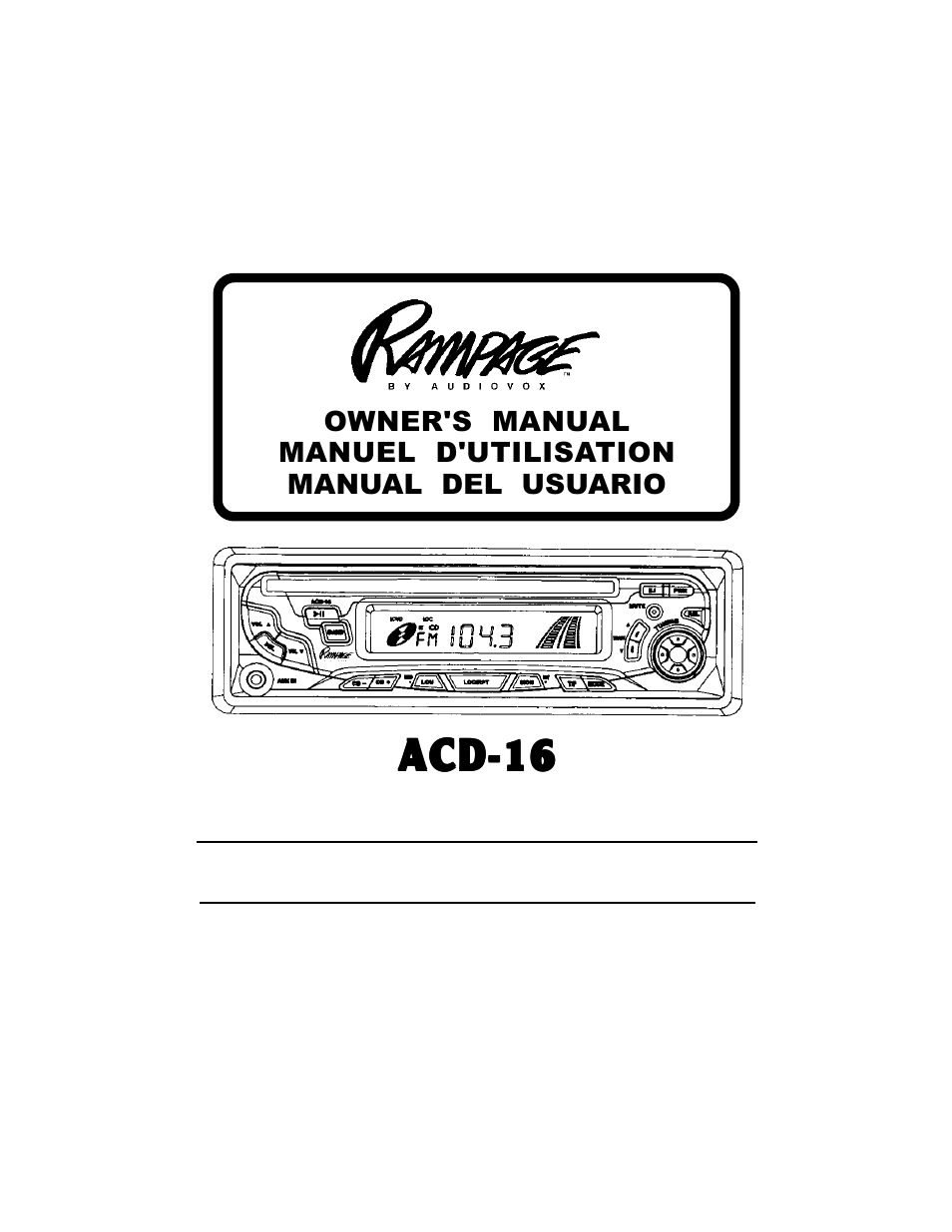 Audiovox Rampage ACD16 User Manual | 16 pages