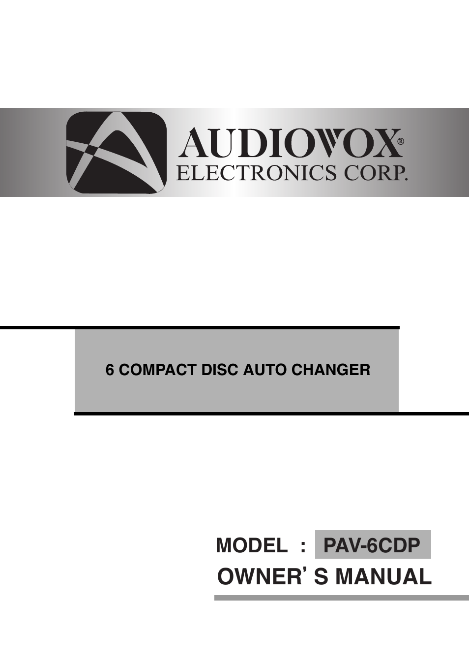 Audiovox PAV-6CDP User Manual | 11 pages