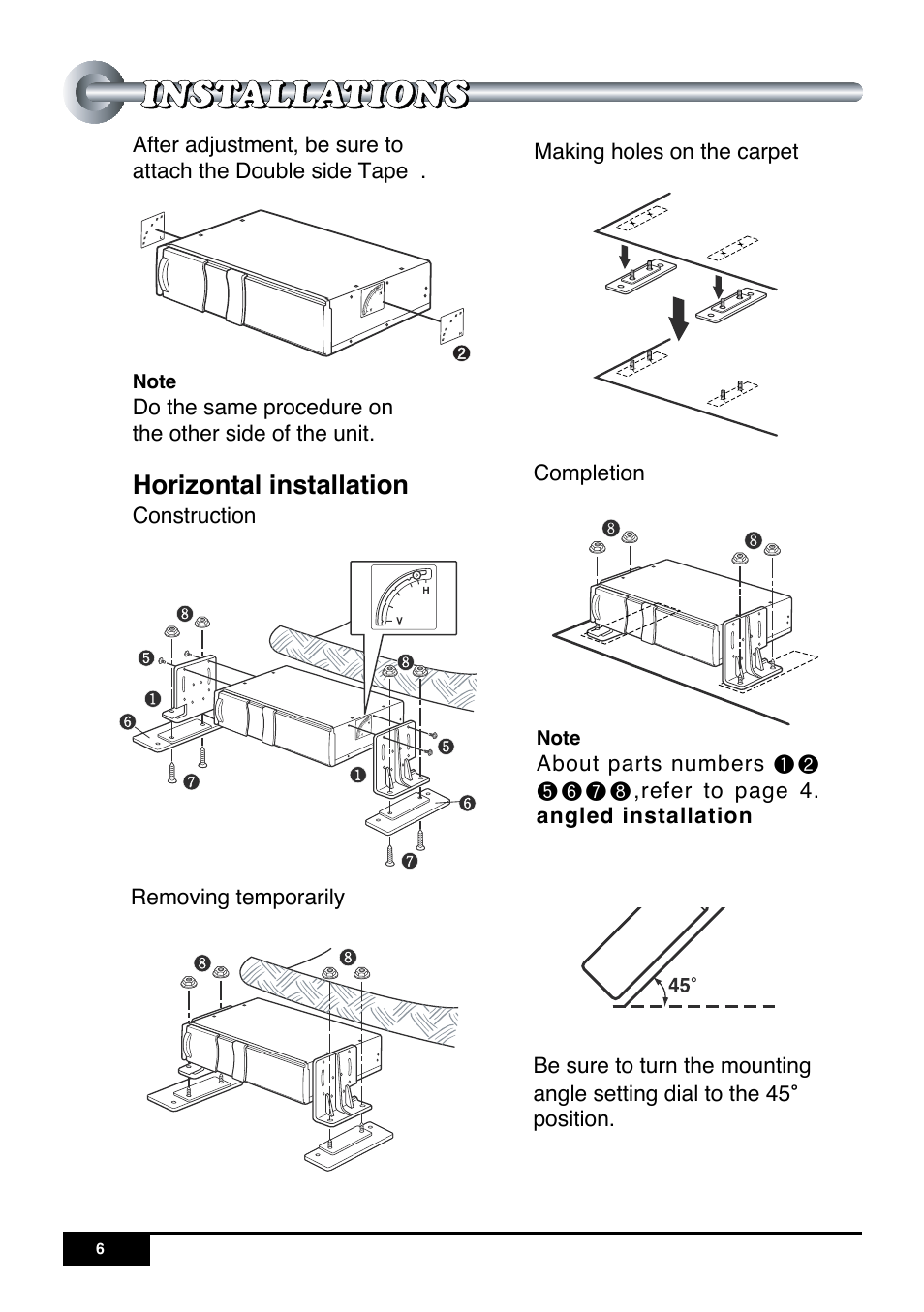 Horizontal installation | Audiovox PAV-6CDP User Manual | Page 7 / 11