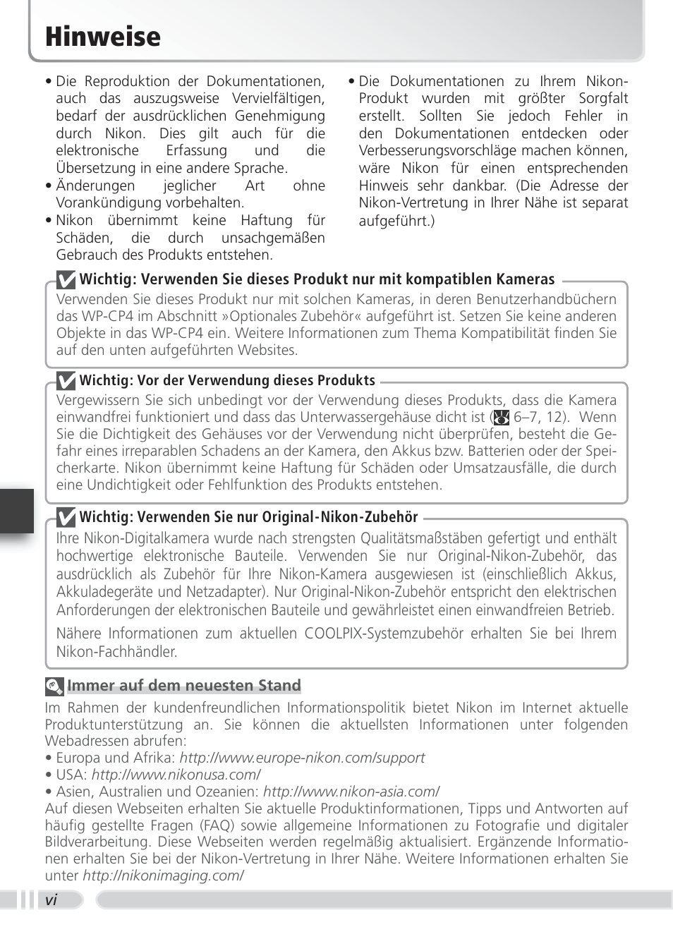 Hinweise | Nikon WP-CP4 Coolpix 5900-7900 User Manual | Page 34 / 80