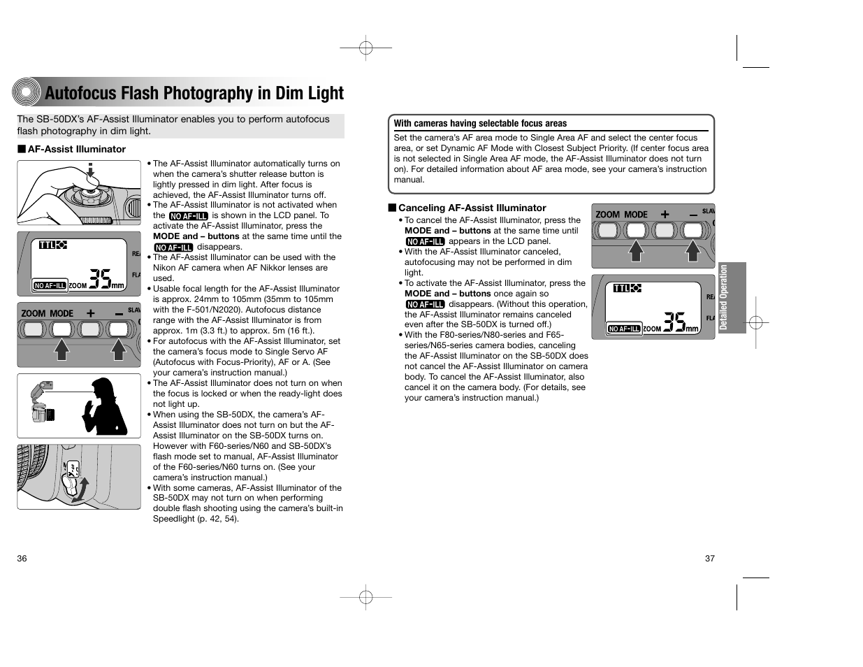 Autofocus flash photography in dim light | Nikon SB-50DX User Manual | Page 19 / 39
