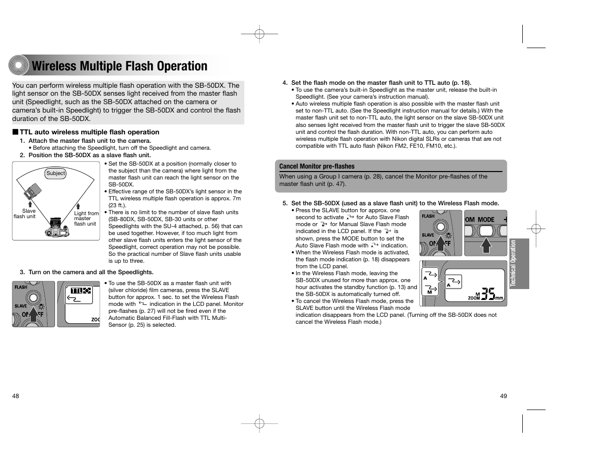 Wireless multiple flash operation | Nikon SB-50DX User Manual | Page 25 / 39