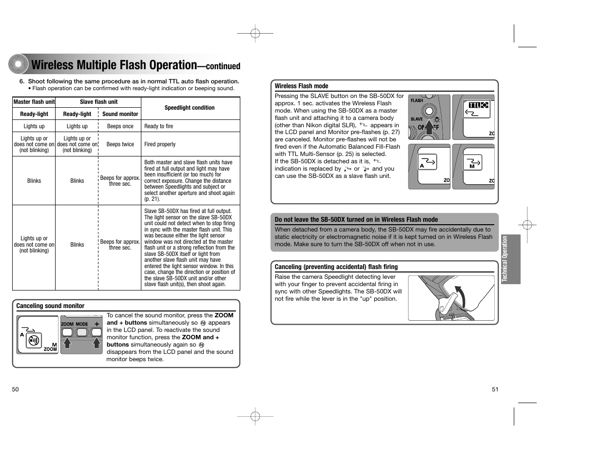 Wireless multiple flash operation, Continued | Nikon SB-50DX User Manual | Page 26 / 39