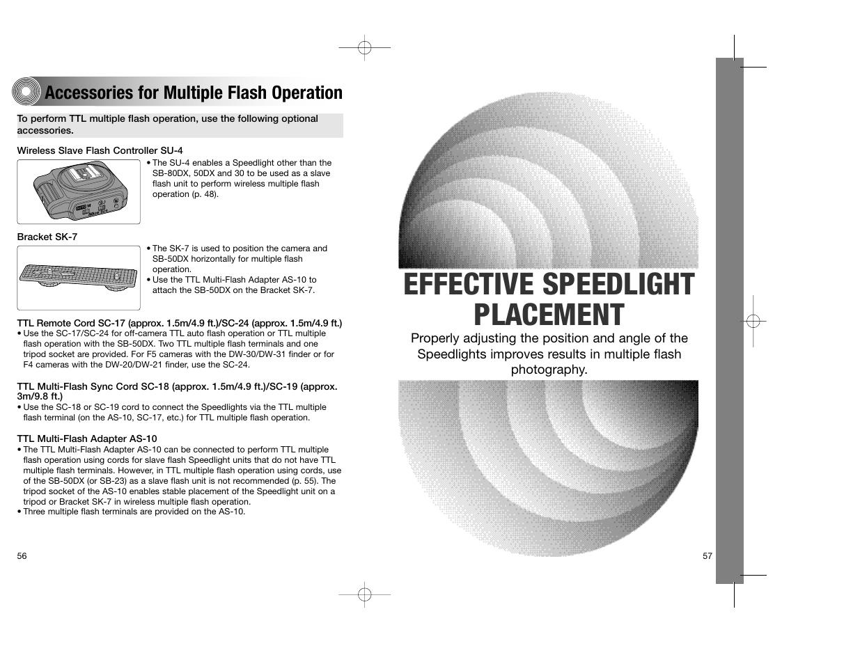 Effective speedlight placement, Accessories for multiple flash operation | Nikon SB-50DX User Manual | Page 29 / 39