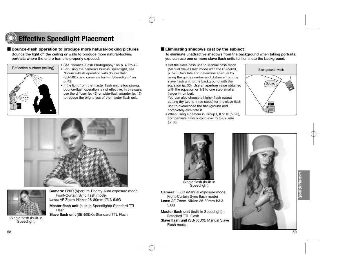 Effective speedlight placement | Nikon SB-50DX User Manual | Page 30 / 39