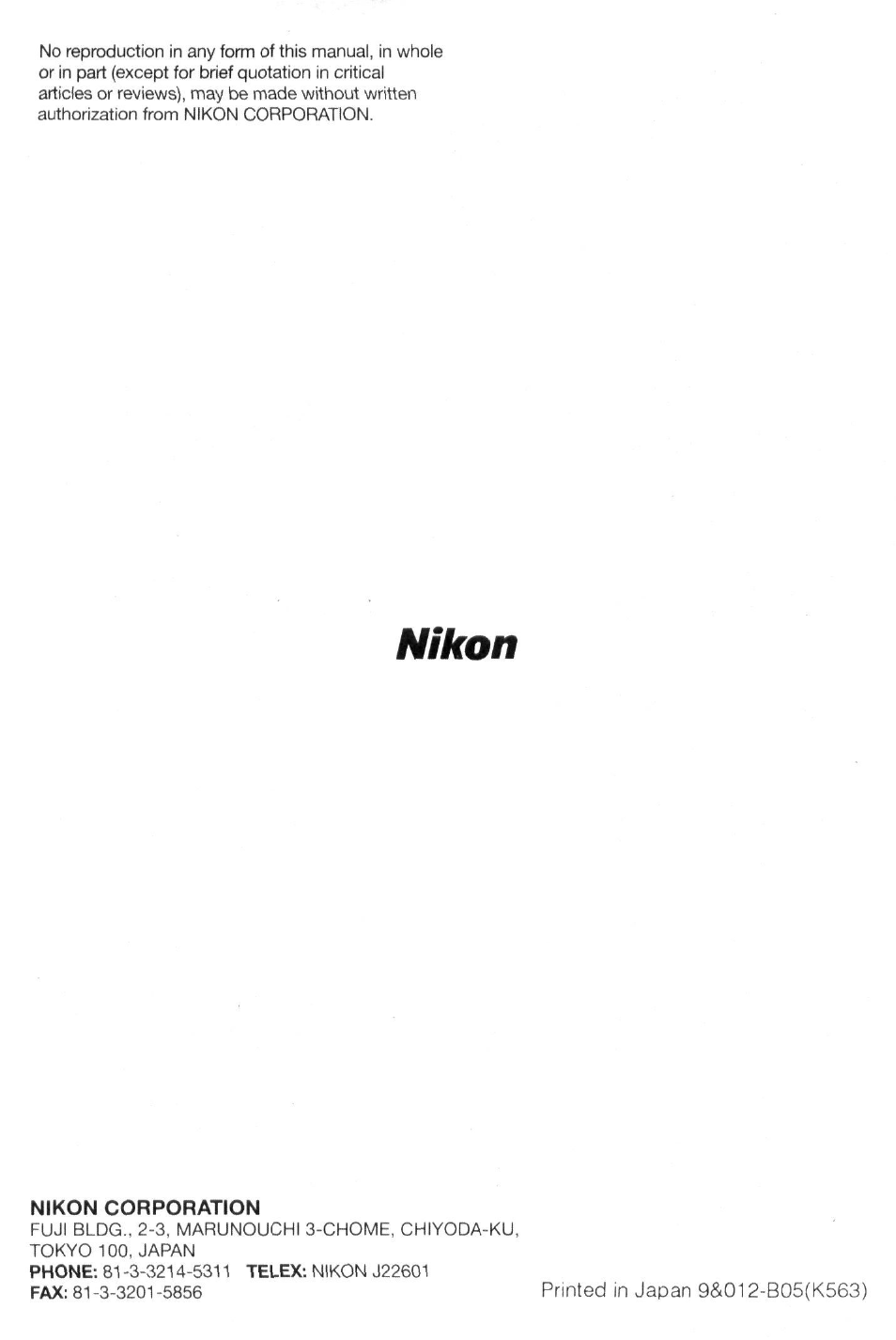 Nikon | Nikon AF-I NIKKOR ED 300mm f-2.8D IF User Manual | Page 38 / 38