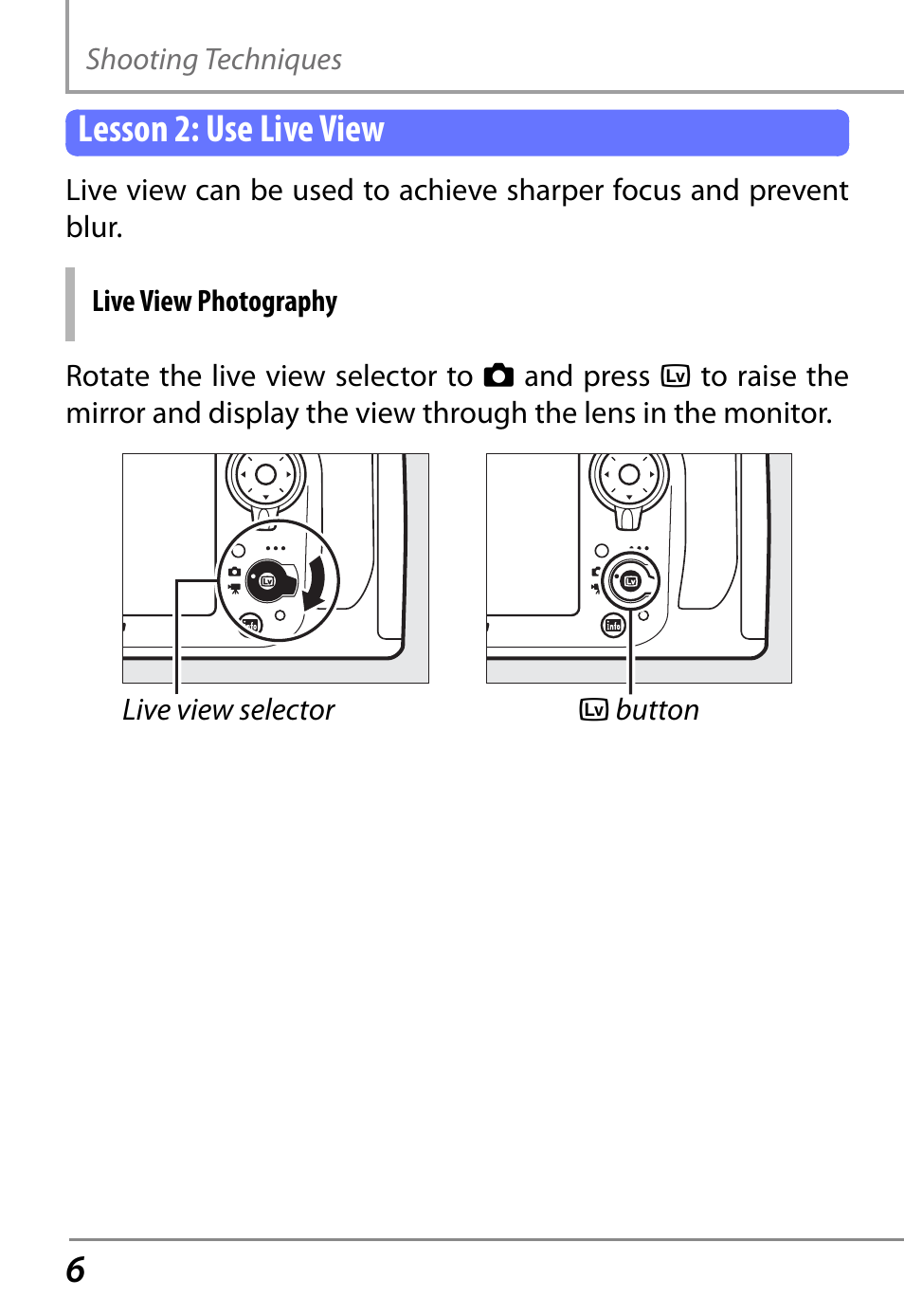 Lesson 2: use live view | Nikon D800 User Manual | Page 8 / 38