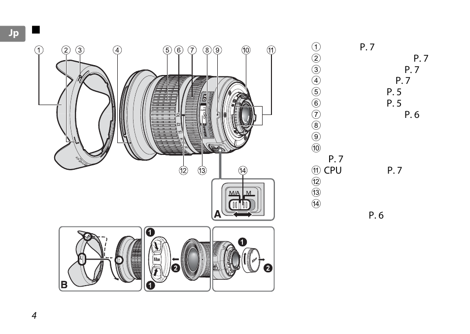各部の名称 | Nikon AF-S DX 10-24mm f-3.5-4.5G ED User Manual | Page 4 / 120