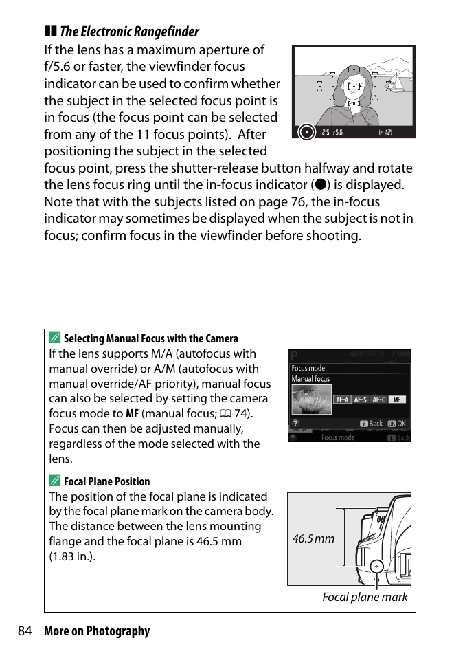 The electronic rangefinder | Nikon D3300 User Manual | Page 104 / 392