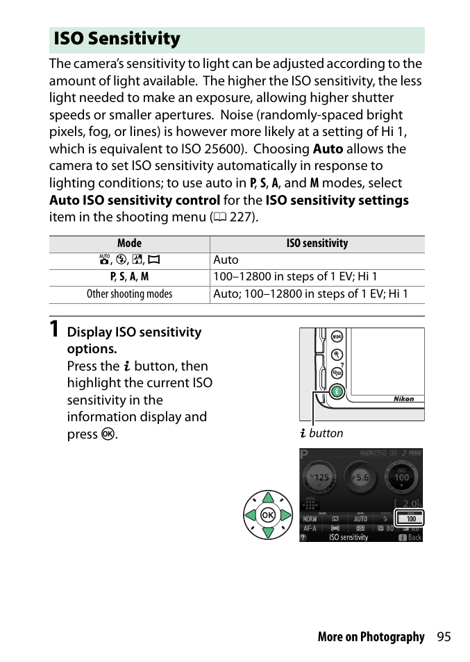 Iso sensitivity | Nikon D3300 User Manual | Page 115 / 392