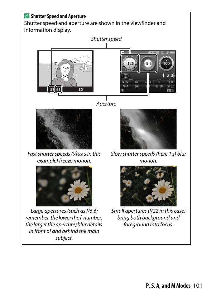 101 p, s, a, and m modes a | Nikon D3300 User Manual | Page 121 / 392