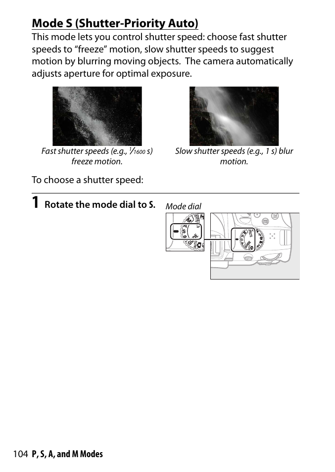 Mode s (shutter-priority auto) | Nikon D3300 User Manual | Page 124 / 392
