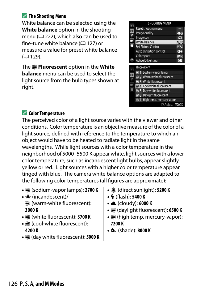126 p, s, a, and m modes a | Nikon D3300 User Manual | Page 146 / 392