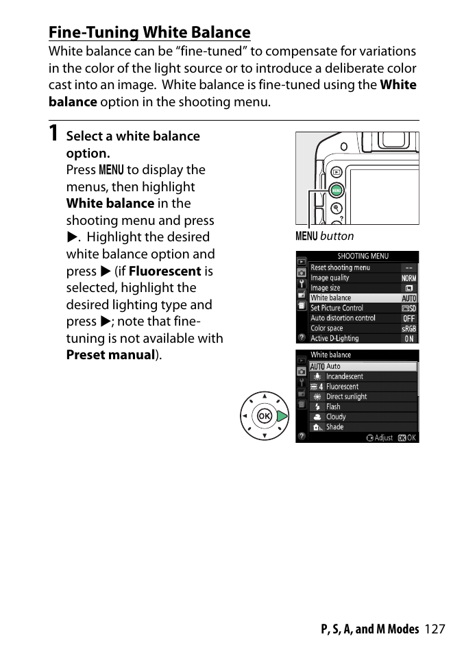 Fine-tuning white balance | Nikon D3300 User Manual | Page 147 / 392