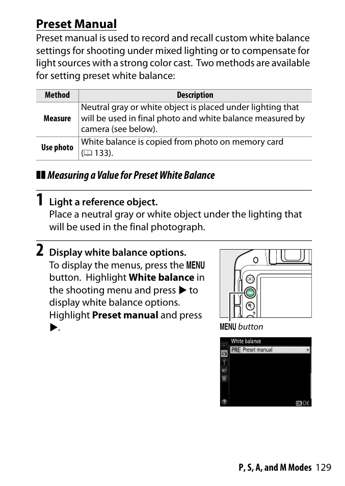Preset manual | Nikon D3300 User Manual | Page 149 / 392