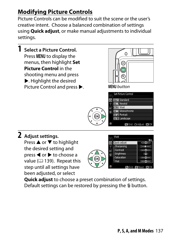 Modifying picture controls | Nikon D3300 User Manual | Page 157 / 392