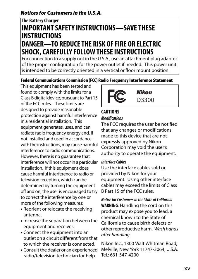 D3300 | Nikon D3300 User Manual | Page 17 / 392
