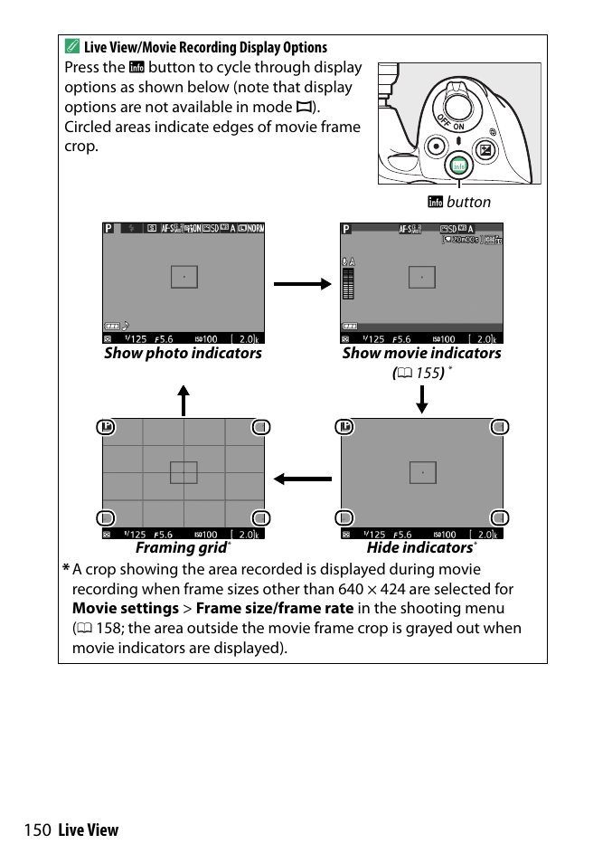 150 live view a | Nikon D3300 User Manual | Page 170 / 392