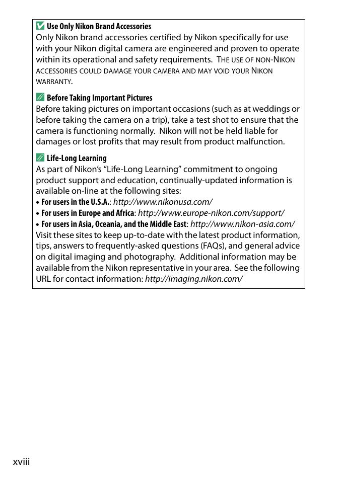 Xviii d | Nikon D3300 User Manual | Page 20 / 392