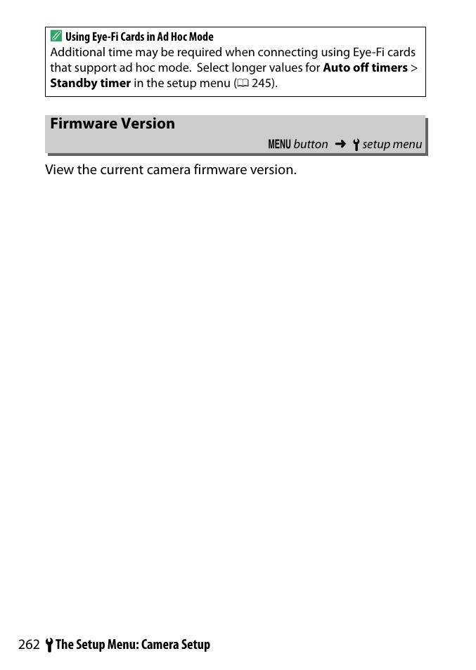 Firmware version | Nikon D3300 User Manual | Page 282 / 392