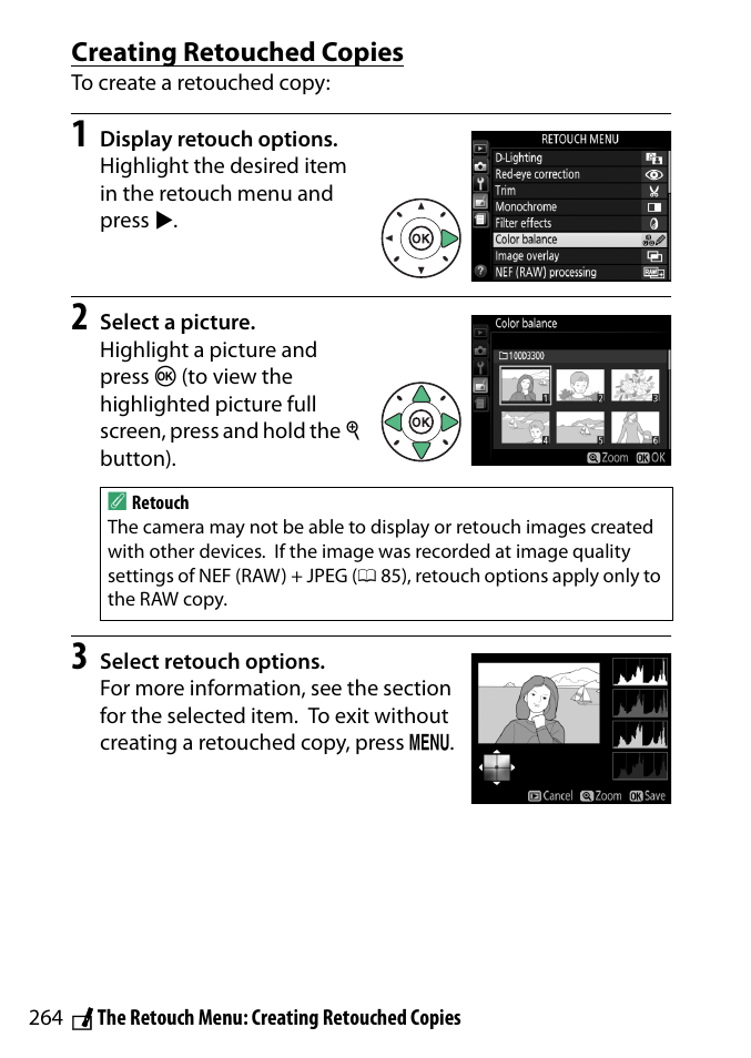 Creating retouched copies | Nikon D3300 User Manual | Page 284 / 392