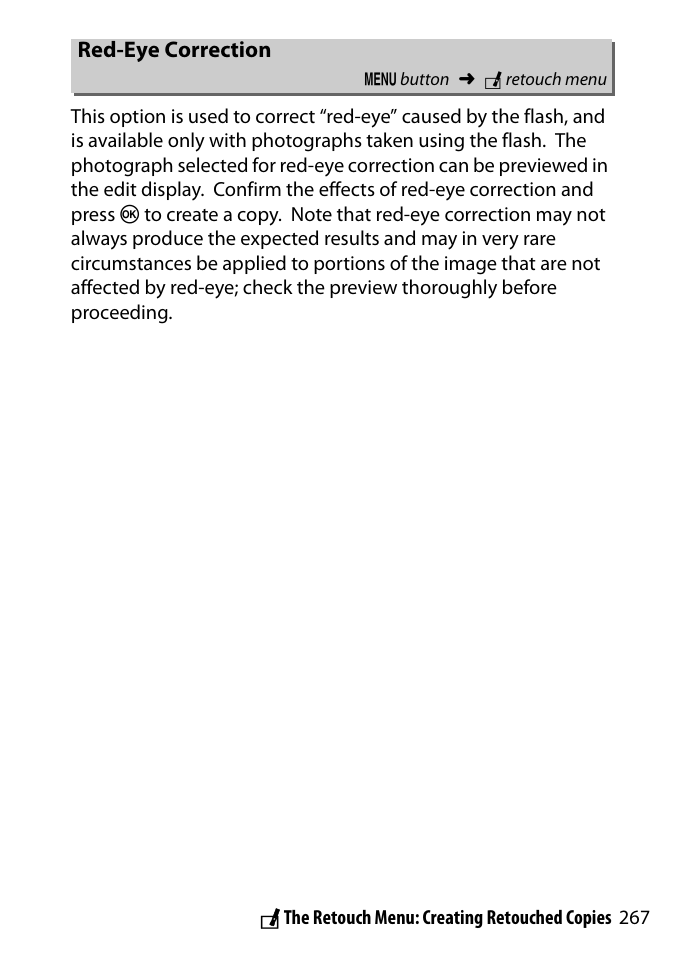 Red-eye correction | Nikon D3300 User Manual | Page 287 / 392