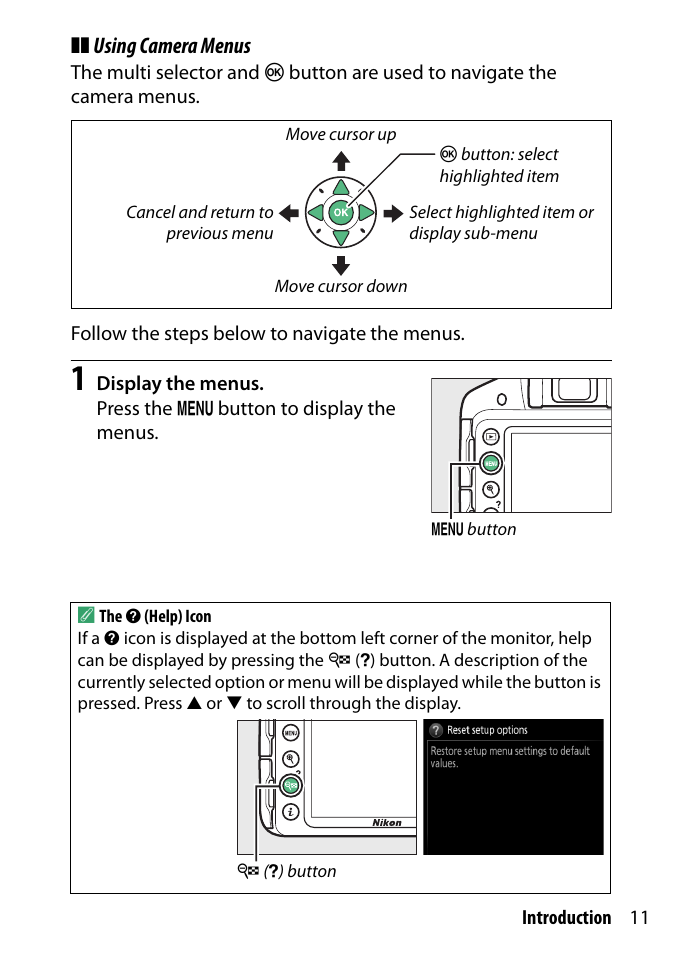 11 f, Using camera menus | Nikon D3300 User Manual | Page 31 / 392