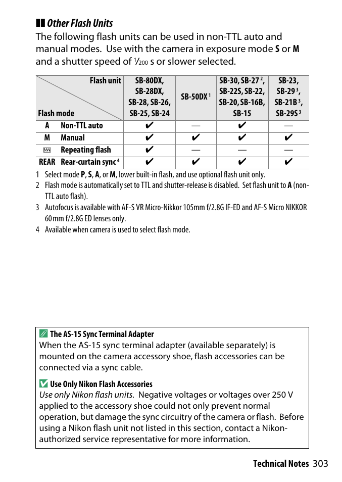 Other flash units, S or slower selected | Nikon D3300 User Manual | Page 323 / 392