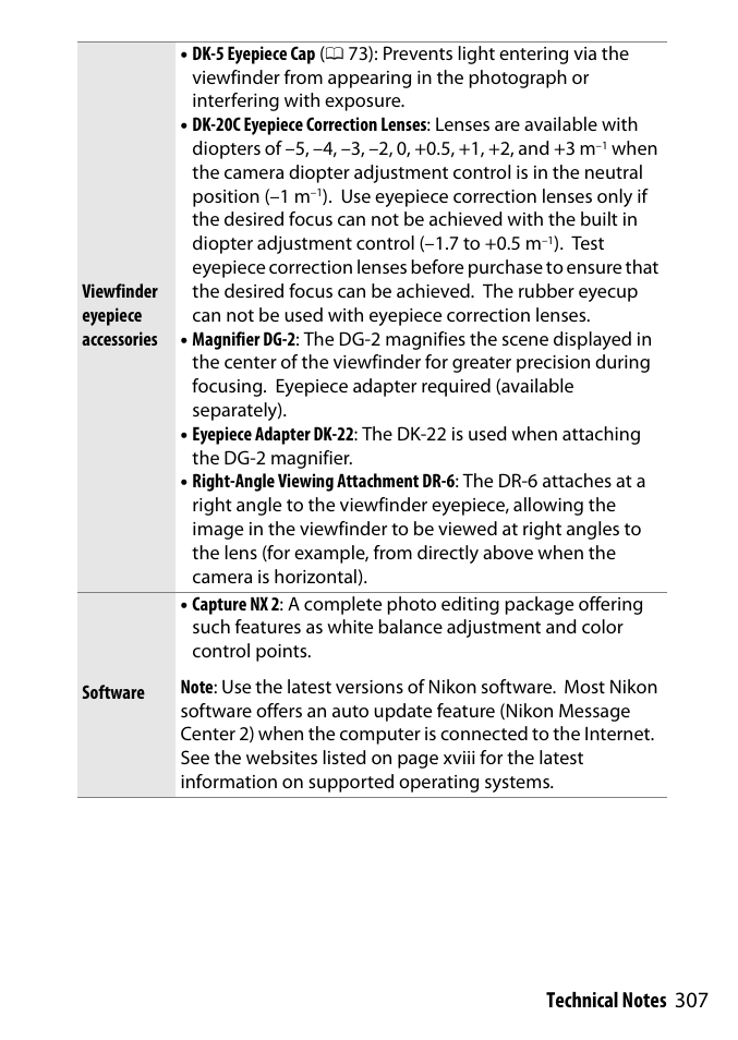 0 307) or v, 0 307) bef | Nikon D3300 User Manual | Page 327 / 392