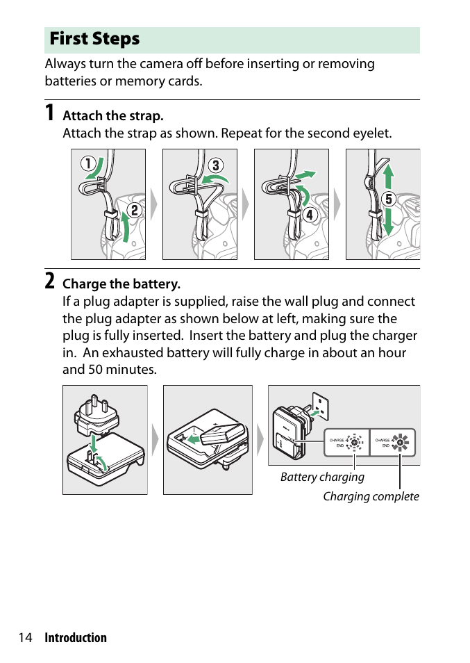 First steps | Nikon D3300 User Manual | Page 34 / 392