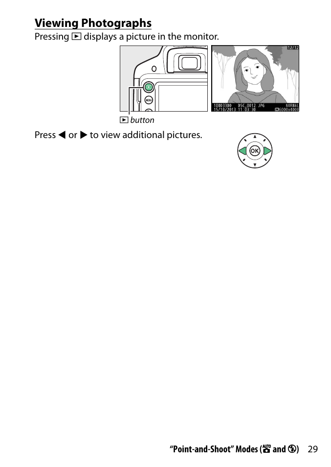 Viewing photographs | Nikon D3300 User Manual | Page 49 / 392