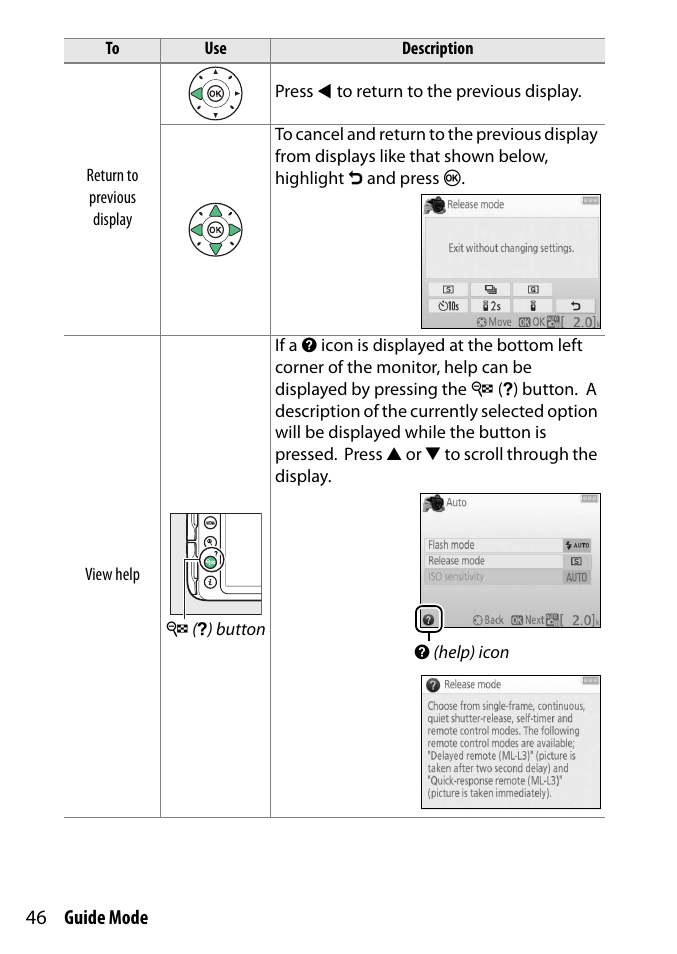 46 guide mode | Nikon D3300 User Manual | Page 66 / 392