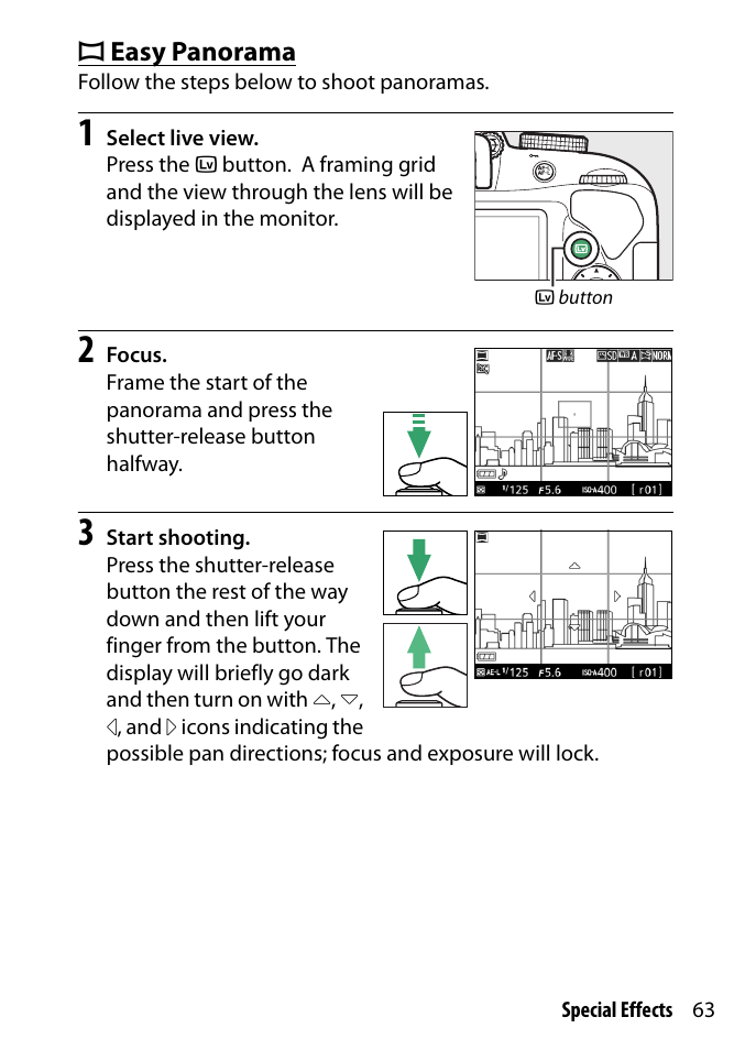 Easy panorama | Nikon D3300 User Manual | Page 83 / 392
