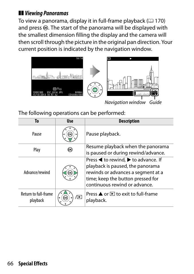 Viewing panoramas | Nikon D3300 User Manual | Page 86 / 392