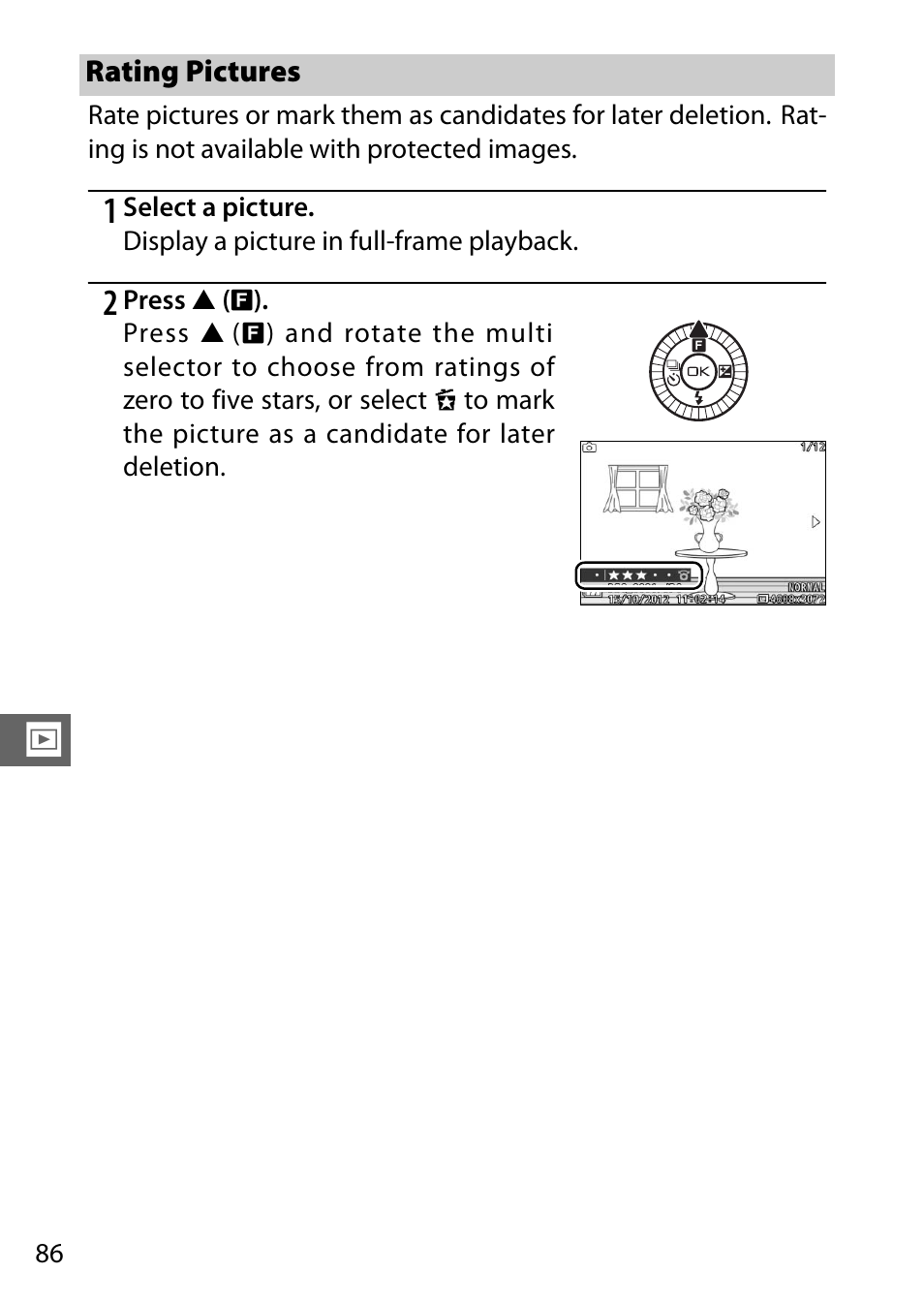 Rating pictures | Nikon J3 User Manual | Page 106 / 234