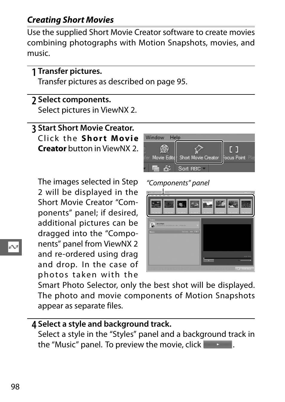 Creating short movies | Nikon J3 User Manual | Page 118 / 234