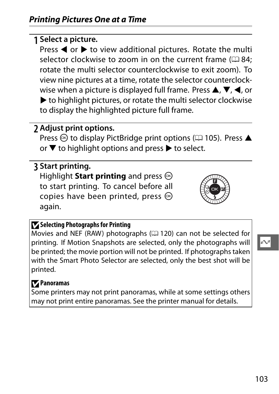 Printing pictures one at a time | Nikon J3 User Manual | Page 123 / 234