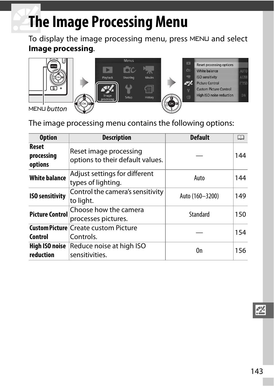 The image processing menu | Nikon J3 User Manual | Page 163 / 234